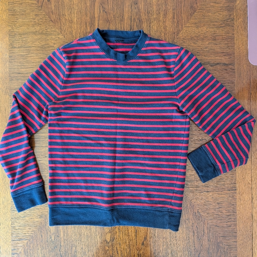 Crew Neck Striped Red And Navy Sweater
